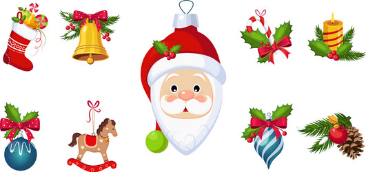 new year traditional symbols collection christmas Vector Image