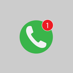 Phone icon one missed call sign white on green vector