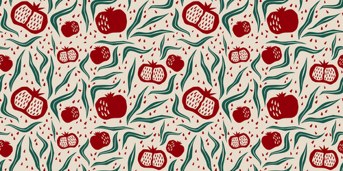 pomegranate seamless pattern in boho style vector image