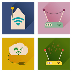 concept of flat icons with long shadow wi-fi vector image