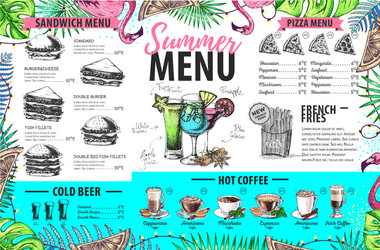 hand drawing summer menu design with flamingo vector