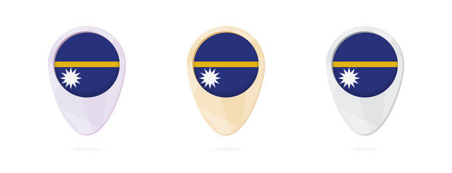 map markers with flag nauru 3 color versions vector image