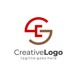 red brown abstract circular initial letter g and c vector image