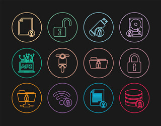 set line server security with lock usb vector image