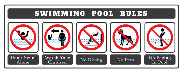 swimming pool rules vector