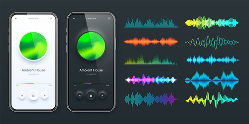 online audio player user interface smartphone app vector