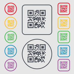 qr code icon sign symbol on the round and square vector