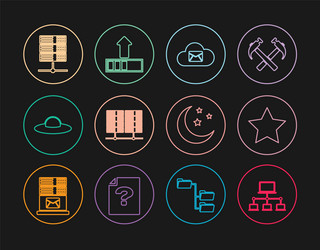 set line computer network star cloud mail server vector image