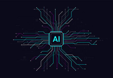 artificial intelligence with chipset on circuit vector image