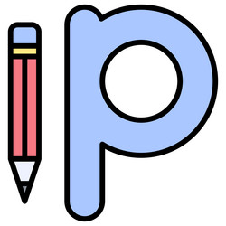 letter p alphabet with pencil icon vector