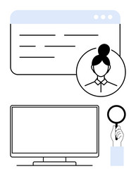 online profile search with web browser window vector image