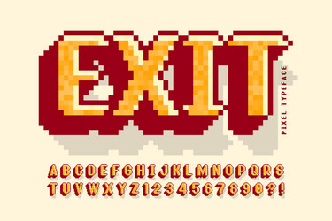 pixel font design stylized like in 8-bit vector image