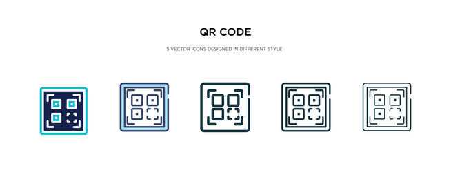 Qr code icon in different style two colored vector