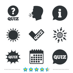 quiz icons speech bubble with check mark symbol vector image