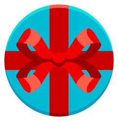 Red bow gift box icon round present vector