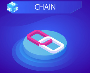 chain isometric design icon web 3d colorful vector image
