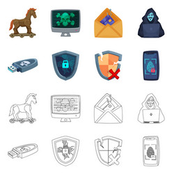 design of virus and secure sign collection vector image