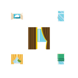 flat icon window set of glass frame cloud vector image