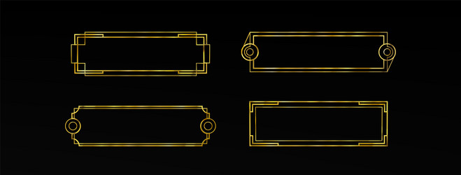 game ui long button with thin gold frame vector image