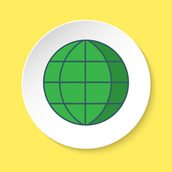 globe icon in flat style on round button vector image