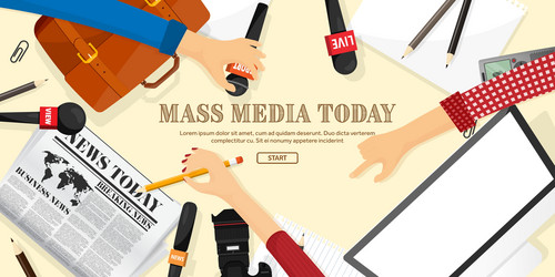 Mass media background in a flat stylepress vector