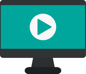 video play symbol on computer screen icon image vector image