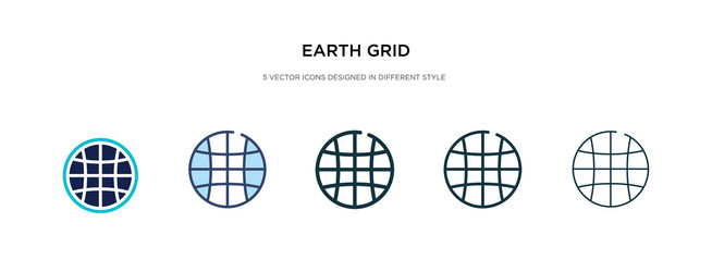 earth grid icon in different style two colored vector image