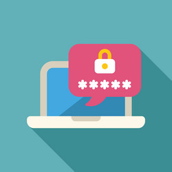 laptop showing password requesting notification vector image