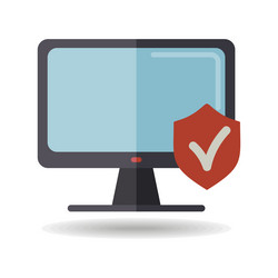 monitor with shield and check mark icon security vector image