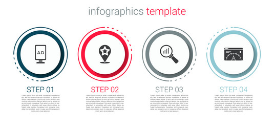 set advertising map pointer with star magnifying vector image