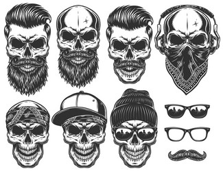 Skull Street Style Collection Vector Image