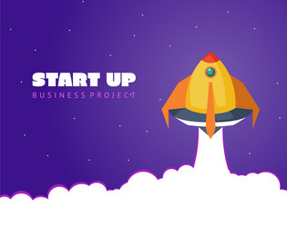 start up concept space background with rocket vector image