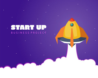 Start up concept space background with rocket vector