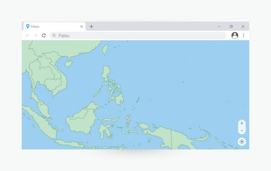 browser window with map of palau searching vector image