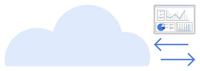 cloud computing data exchange with analytics vector image