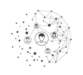 connected user data and global dots vector image