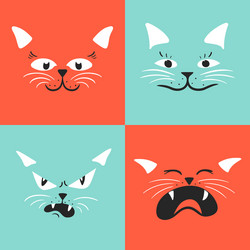 draw face cat set vector