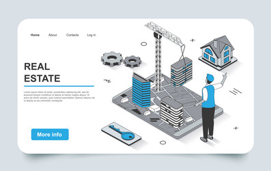 real estate business concept in 3d isometric vector