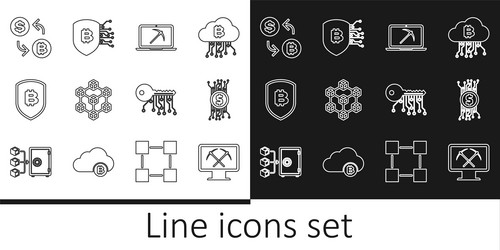 set line mining with monitor and pickaxe vector image