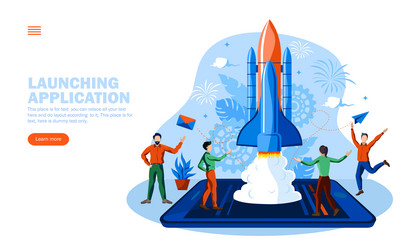 start up team work concept app application launch vector image