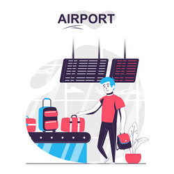 airport isolated cartoon concept man takes his vector