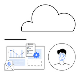 cloud computing with data analysis ai facial vector image