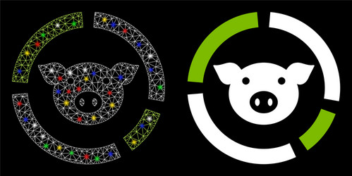 flare mesh network pig diagram icon with vector image