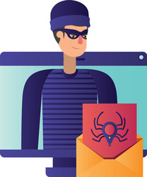 Hacker stealing information avatar character vector