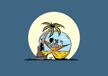 man on hammock in skull shape vector image