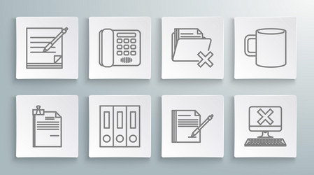 set line file document and binder clip telephone vector image