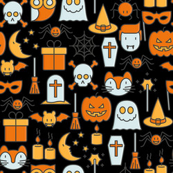 Cartoon halloween seamless pattern vector