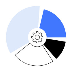 colorful segmented circular chart with gear icon vector image