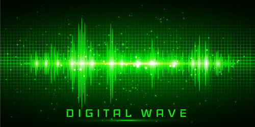 Digital wave sound waves oscillating glow light vector