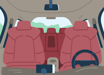 Empty car cabin or interior view from windshield vector